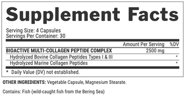 Nutrex Research Collagen Supplement Facts Label