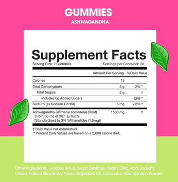 Obvi Ashwagandha Gummies Supplement Facts