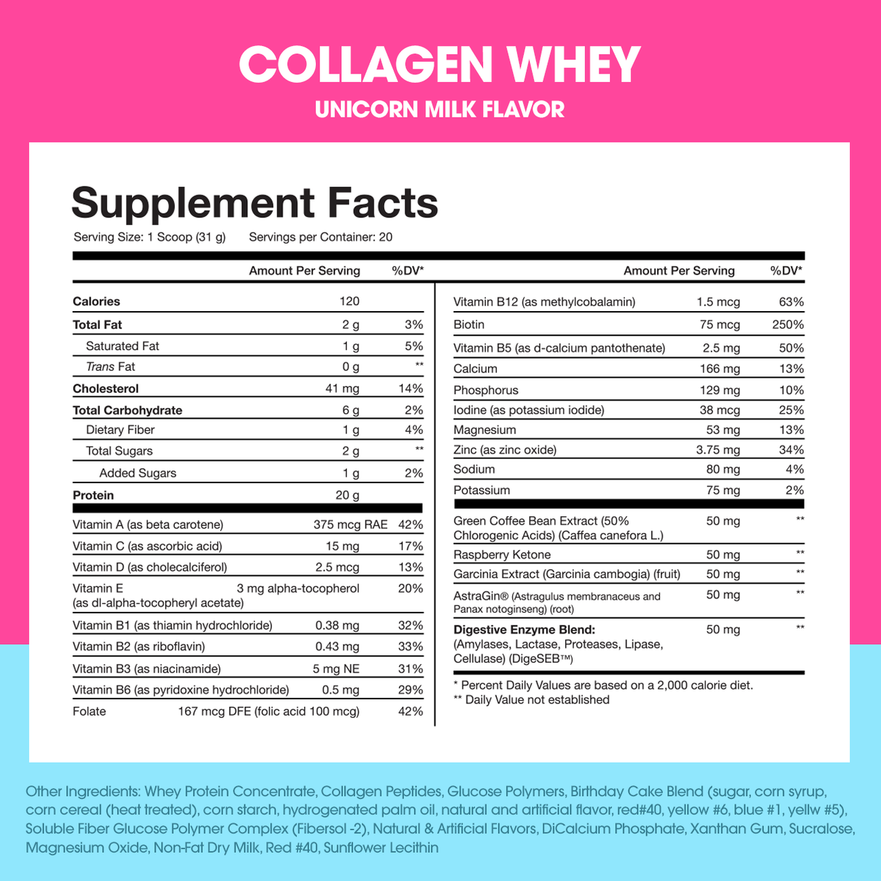 Obvi Collagen Whey Protein Supplement Facts
