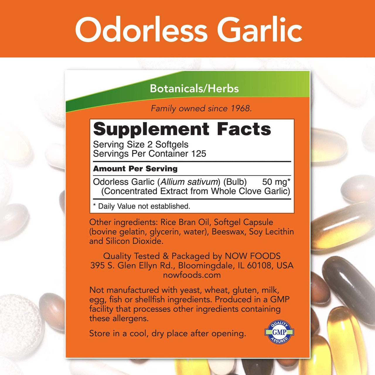 Now Odorless Garlic supplement facts
