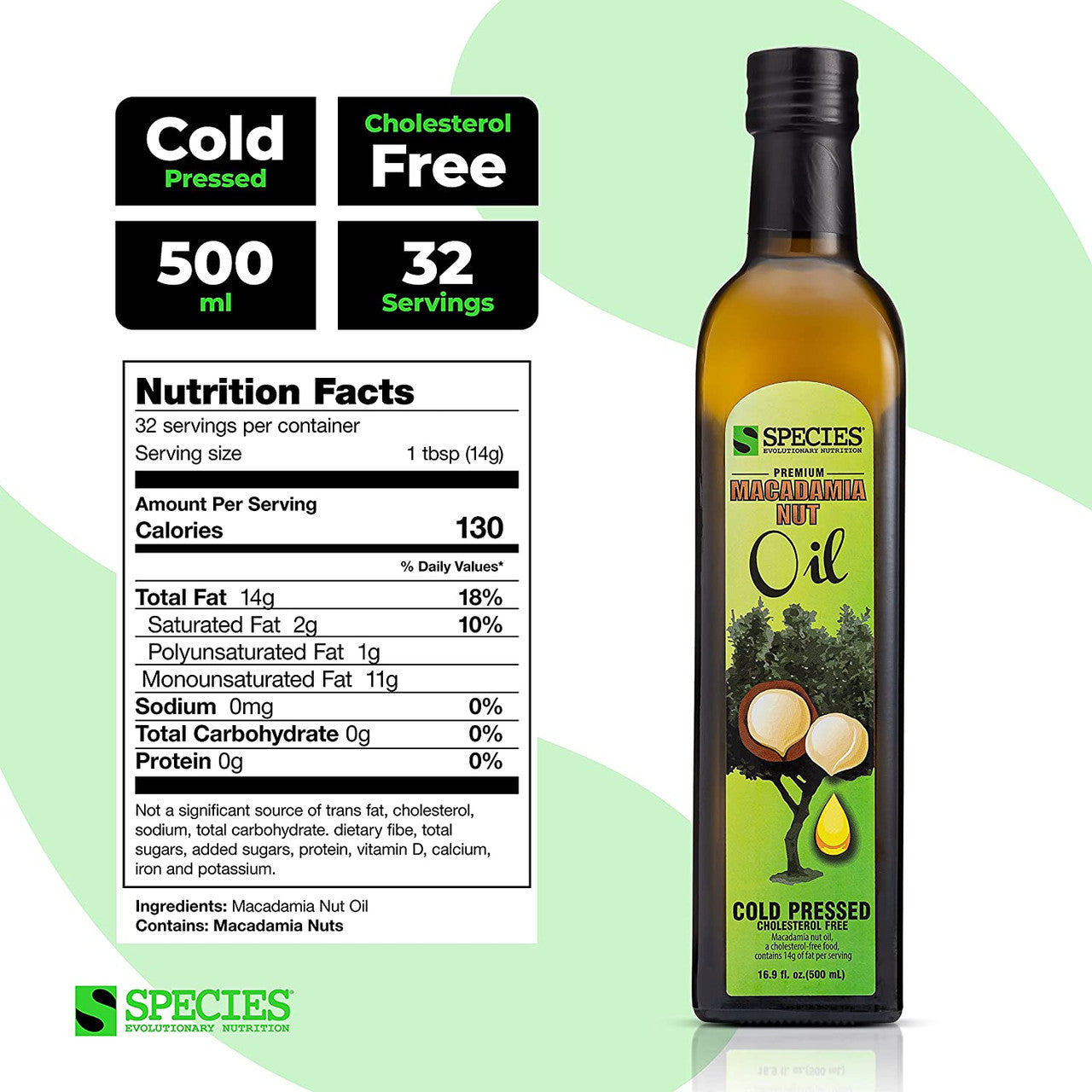 Species Nutrition Macadamia Nut Oil Nutrition Facts