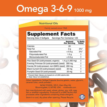 Now Omega 3-6-9 supplement facts
