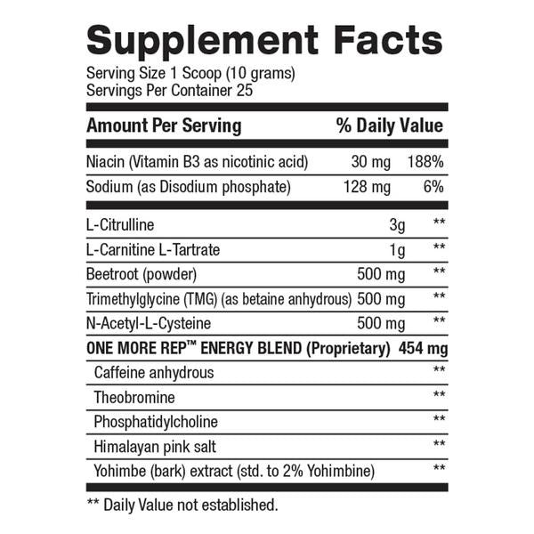 BPI Sports One More Rep supplement facts