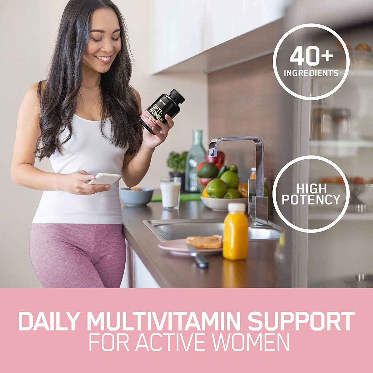 Optimum Nutrition Opti-Women  Product Highlights Daily Multivitamin Support
