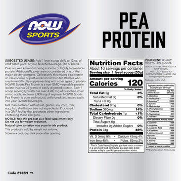 Now Pea Protein supplement facts