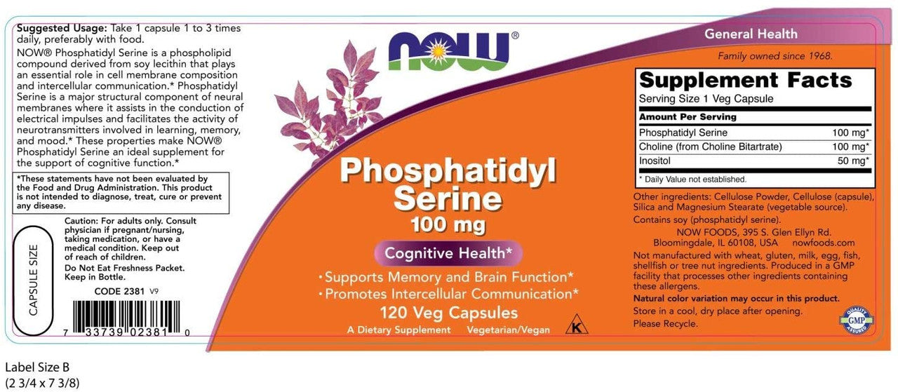 Now Phosphatidyl Serine supplement facts