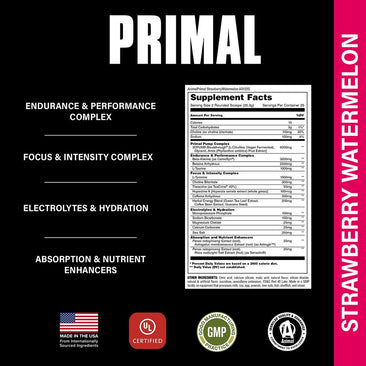 Animal Primal Pre-Workout Supplement Facts