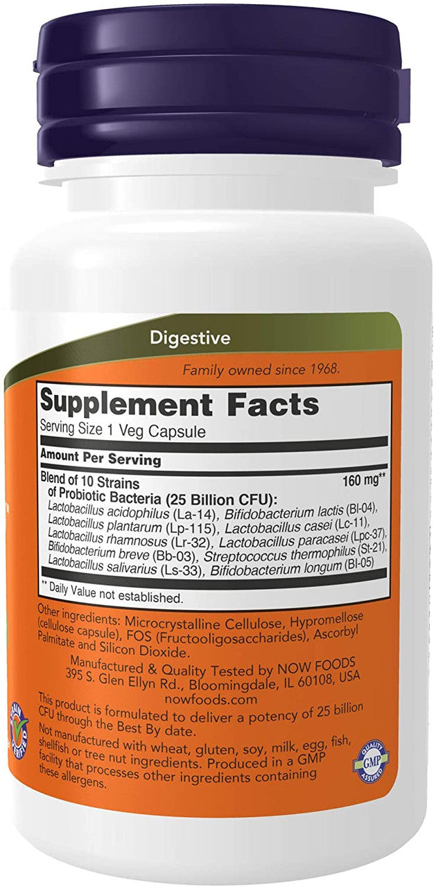 Now Probiotic-10 25 Billion supplement facts