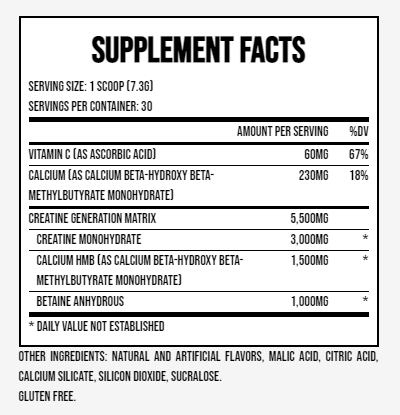 Pro Supps Creagen Supplement Facts