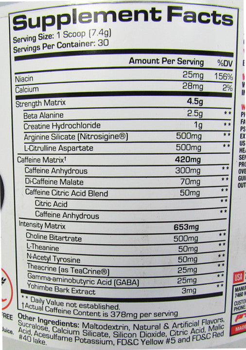 Pro Supps Hyde Nitro X Supplement Facts