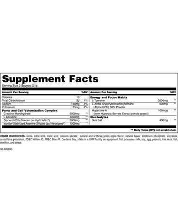 Animal Pump Pro Supplement Facts