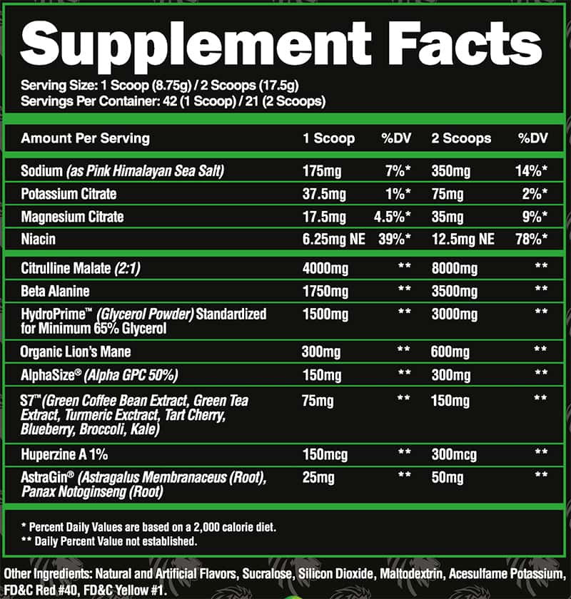 Alpha Lion SuperHuman Pump Supplement Facts