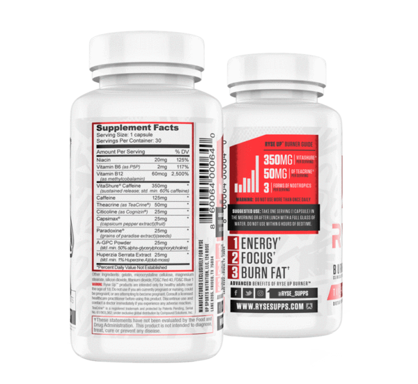 Ryse Supplements Burner Supplement Facts