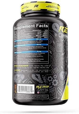 Repp Sports Raze Focus Caffeinated Supplement Facts on Bottle