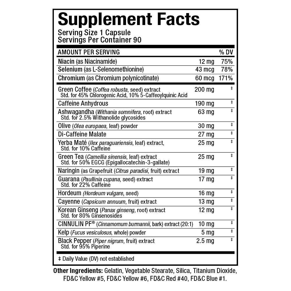 ALLMAX Nutrition Rapidcuts Shredded Supplement Facts