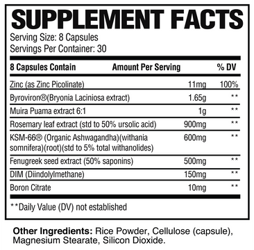 Raw Nutrition Raw Test Supplement Facts