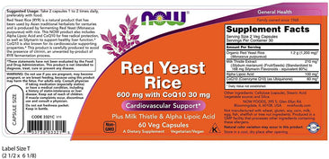 Now Red Yeast Rice With CoQ10 supplement facts