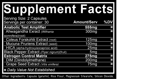 Repp Sports R-PCT Supplement Facts Label