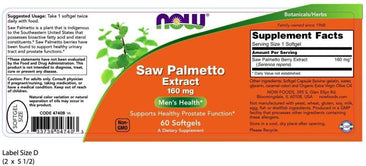 Now Saw Palmetto Extract 160mg supplement facts