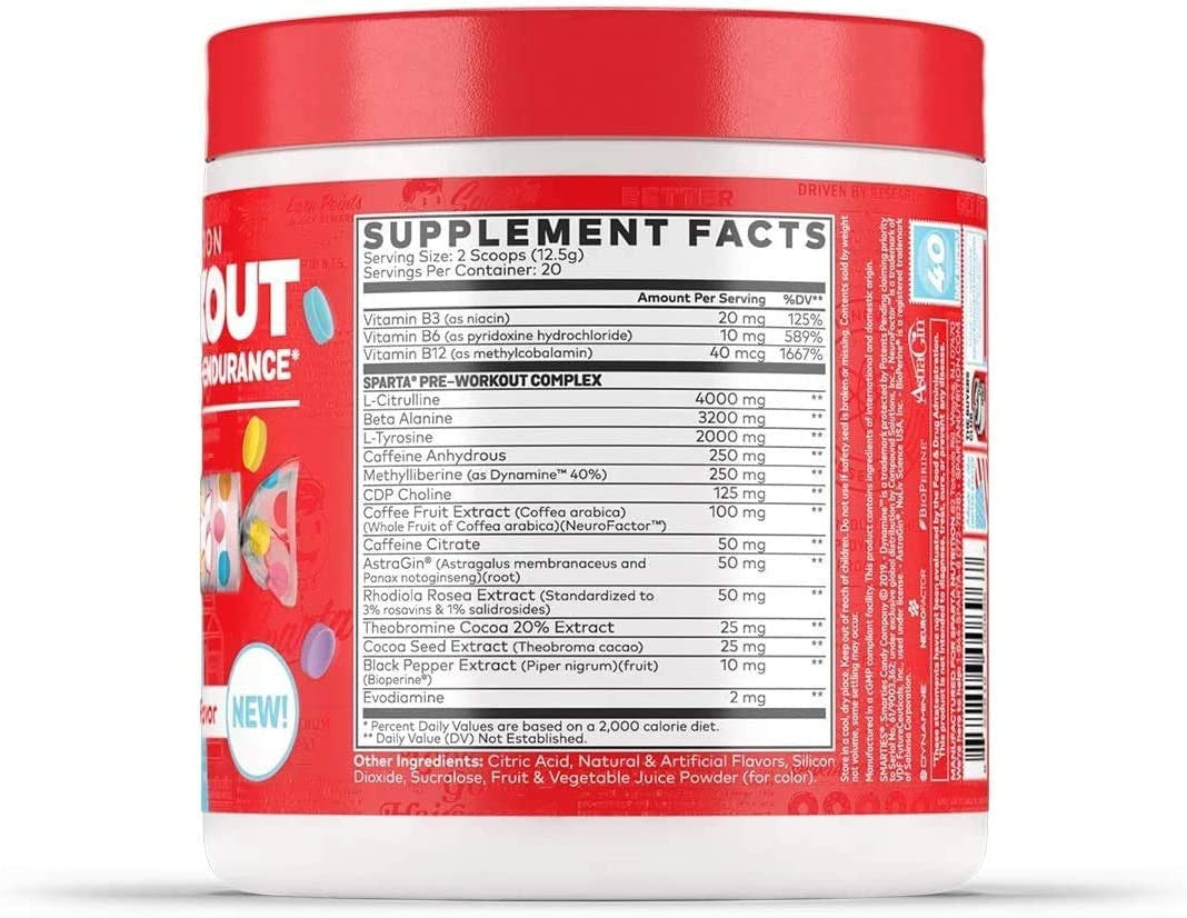 Sparta Nutrition Pre-Workout Supplement Facts
