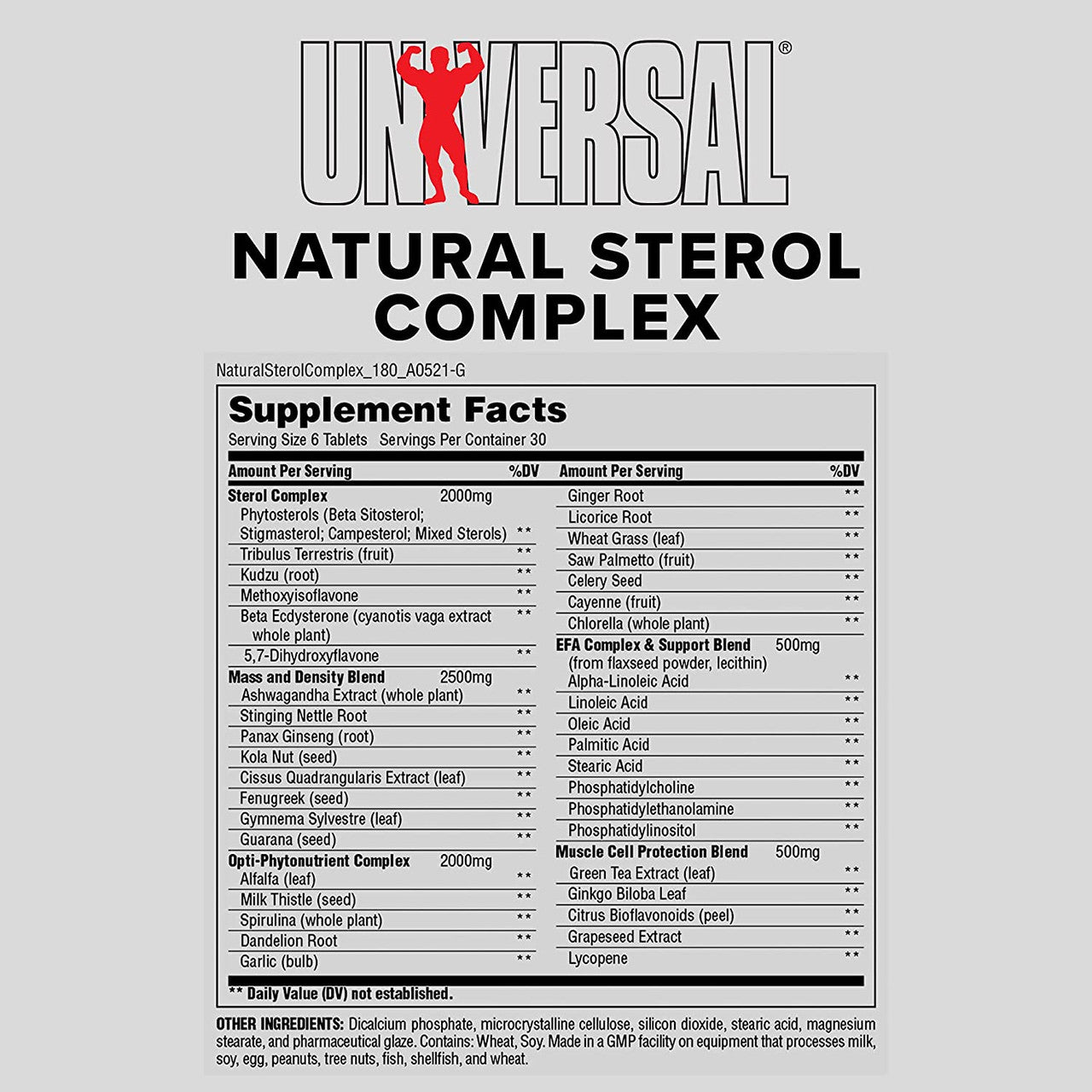 Universal Nutrition Natural Sterol Complex Supplement Facts