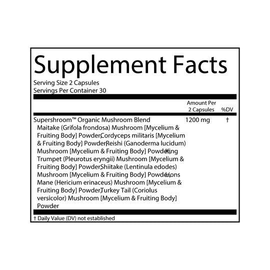 Glaxon SuperShroom Supplement Facts