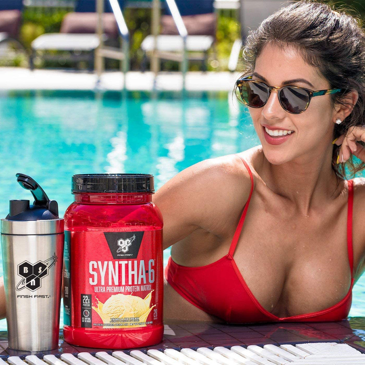 BSN Syntha-6 by the pool