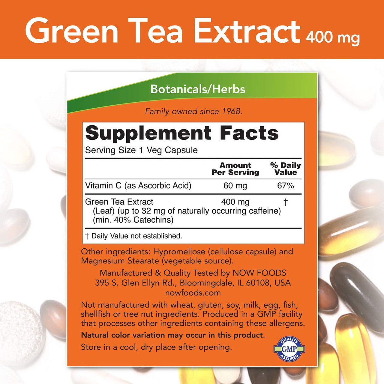 Now Green Tea Extract supplement facts