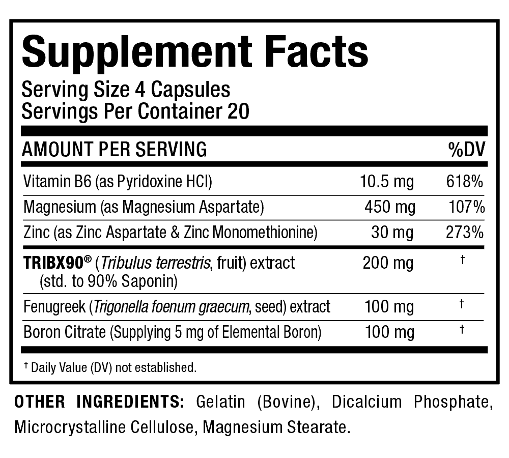 ALLMAX Nutrition TestoFX Sport Supplement Facts Label