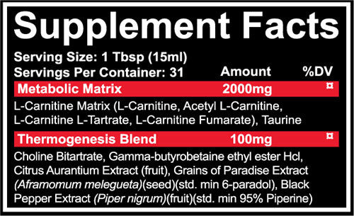 Repp Sports Liquid Carnitine Thermo Supplement Facts