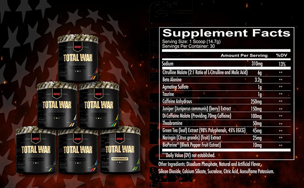 Redcon1 Total War Pre-Workout Supplement Facts