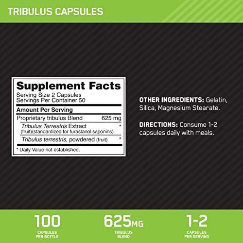 Optimum Nutrition Tribulus 625 Supplement Facts
