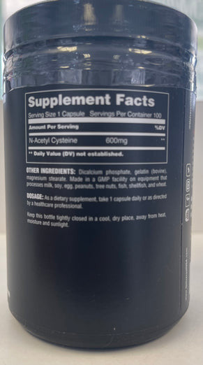 Universal Nutrition NAC Supplement Facts