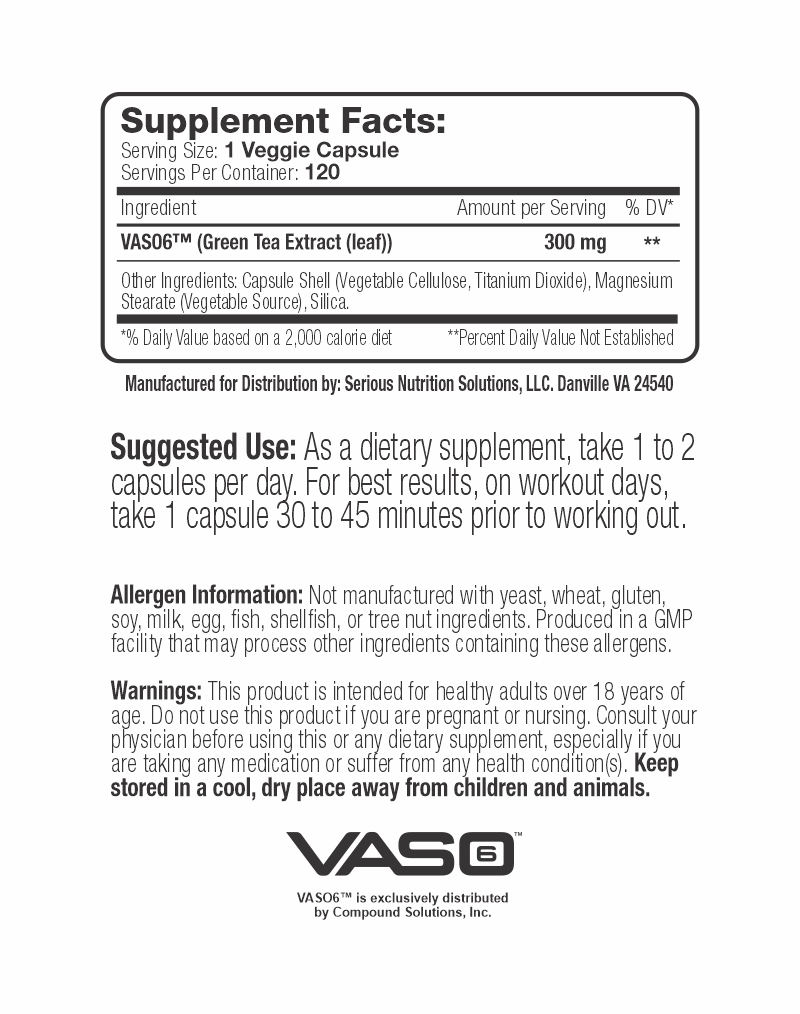 SNS VASO6 Supplement Facts