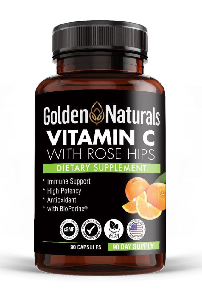 Golden Naturals Vitamin C With Rose Hips Bottle