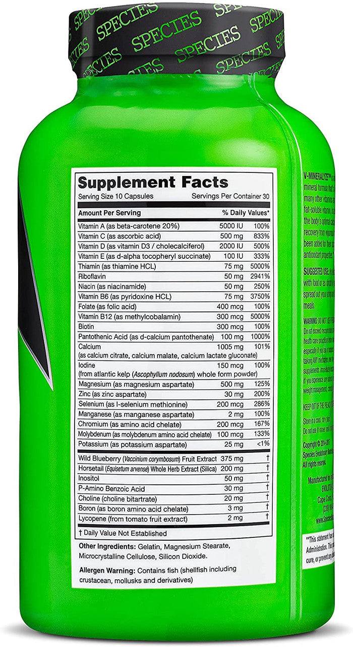 Species Nutrition V-Mineralyze Supplement Facts