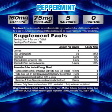 MHP Adrenaline Drive Supplement Facts