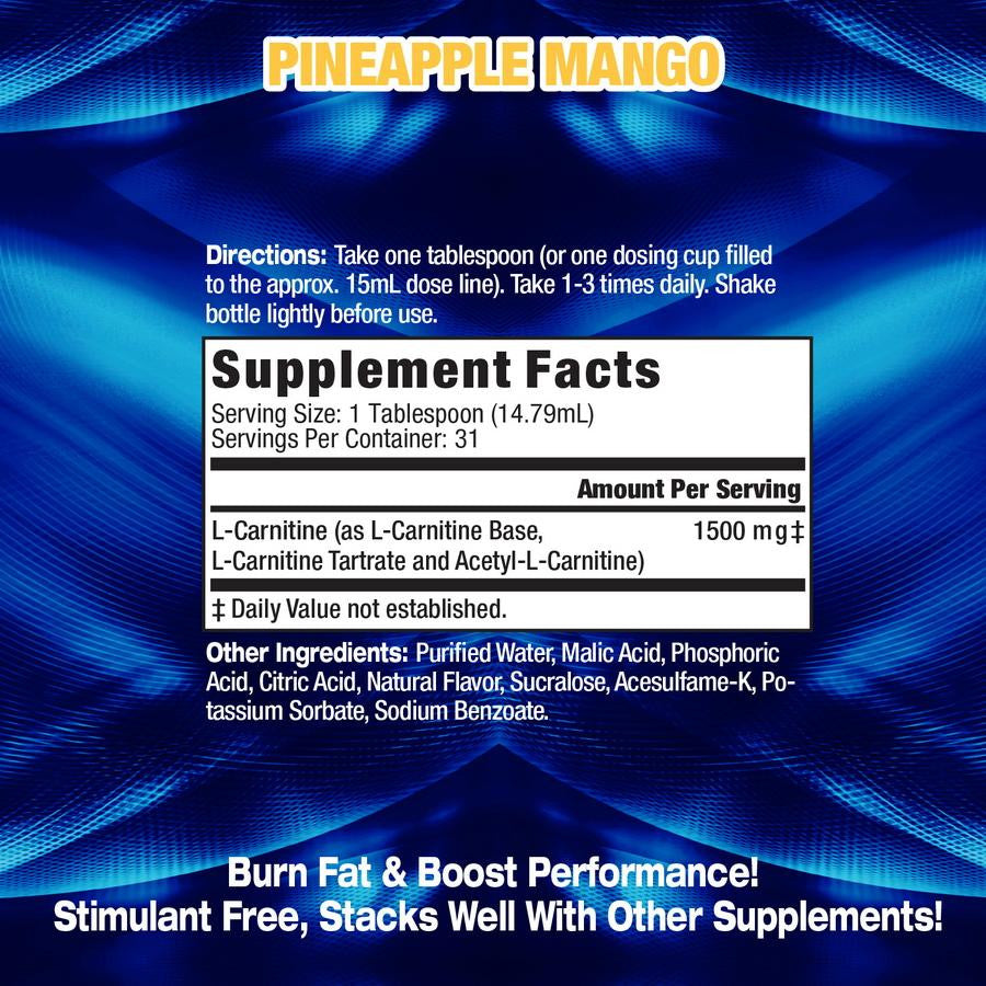 MHP Liquid L-Carnitine 1500mg Supplement Facts Label