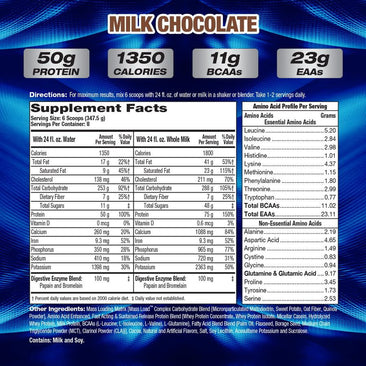MHP Up Your Mass XXXL 1350 Supplement Facts Label