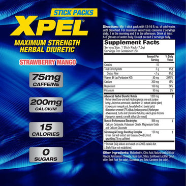 MHP XPel Sticks Supplment Facts Label