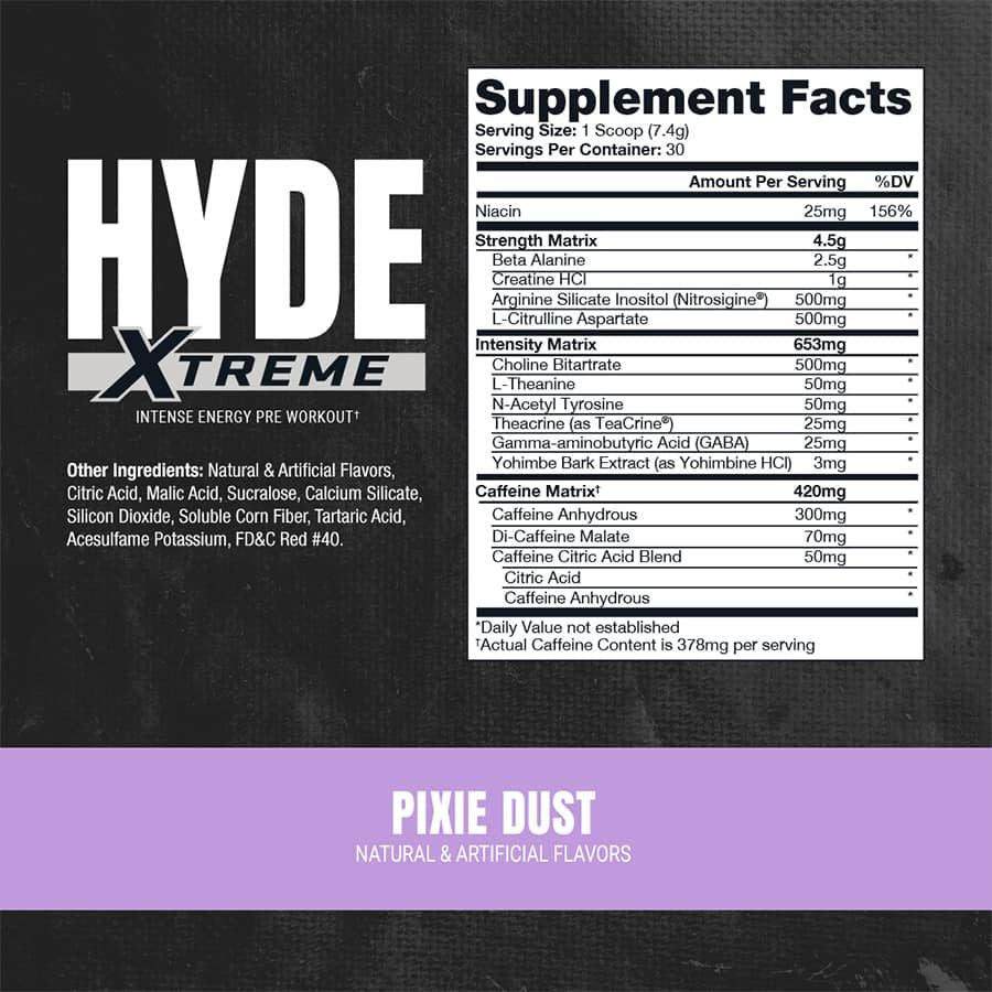 Pro Supps Hyde Xtreme Supplement Facts